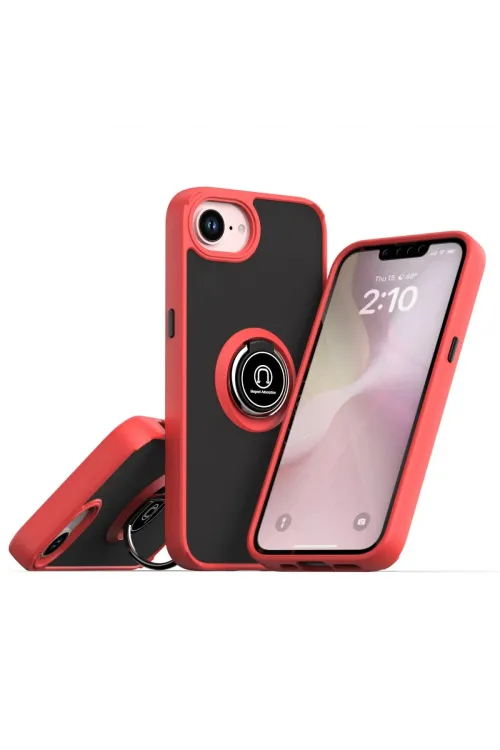 Apple İphone 16e Kılıf Montreal Yüzüklü Silikon Kapak - Kırmızı