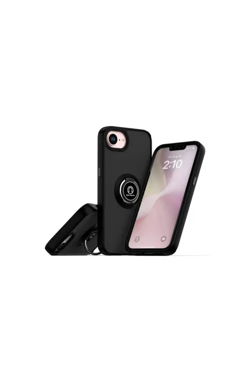 Apple İphone 16e Kılıf Montreal Yüzüklü Silikon Kapak - Siyah