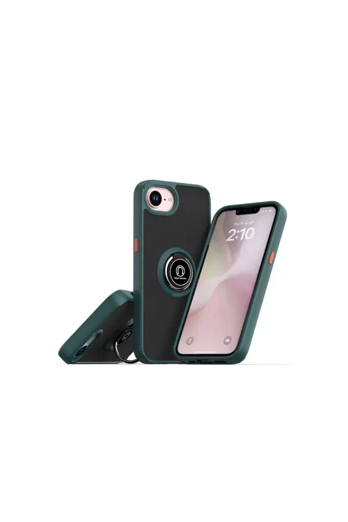 Apple İphone 16e Kılıf Montreal Yüzüklü Silikon Kapak - Yeşil