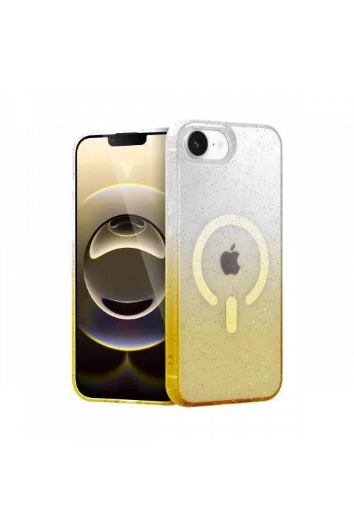 Apple iPhone 16E Pummel Shiny Magsafe Kapak - Gold
