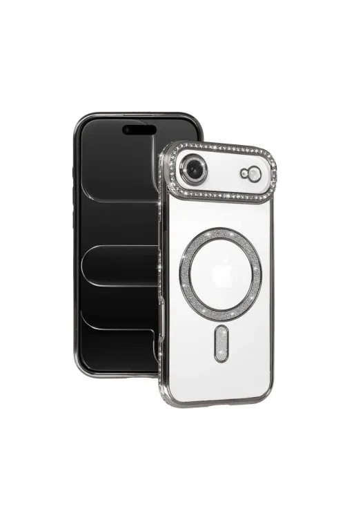 Apple İphone 17 Air Joke Simli Magneticsafe Kılıf - Gümüş