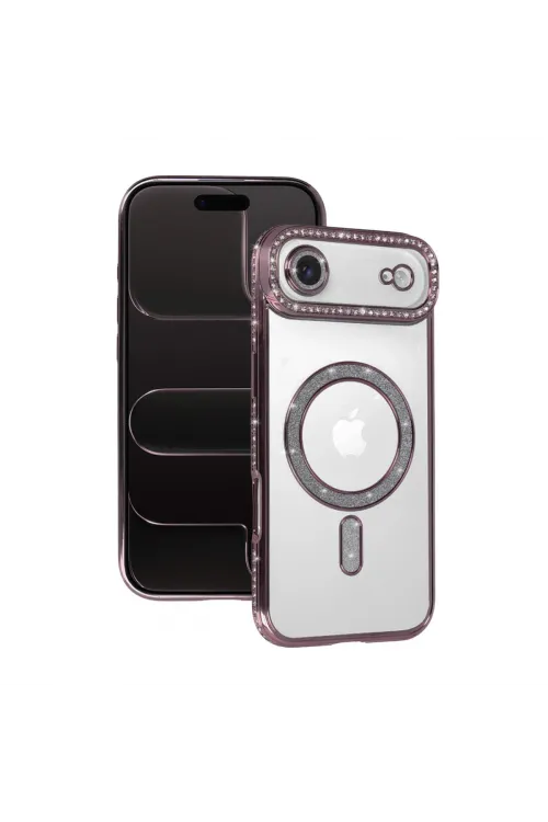 Apple İphone 17 Air Joke Simli Magneticsafe Kılıf - Pembe