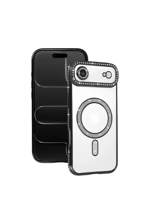 Apple İphone 17 Air Joke Simli Magneticsafe Kılıf - Siyah