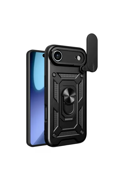 Apple İphone 17 Air Pars Lens Yüzüklü Silikon - Siyah