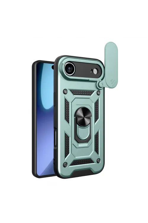 Apple İphone 17 Air Pars Lens Yüzüklü Silikon - Yeşil