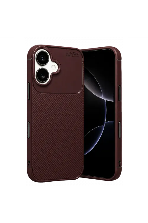 Apple iPhone 17 Auto Focus Karbon Kapak - Bordo