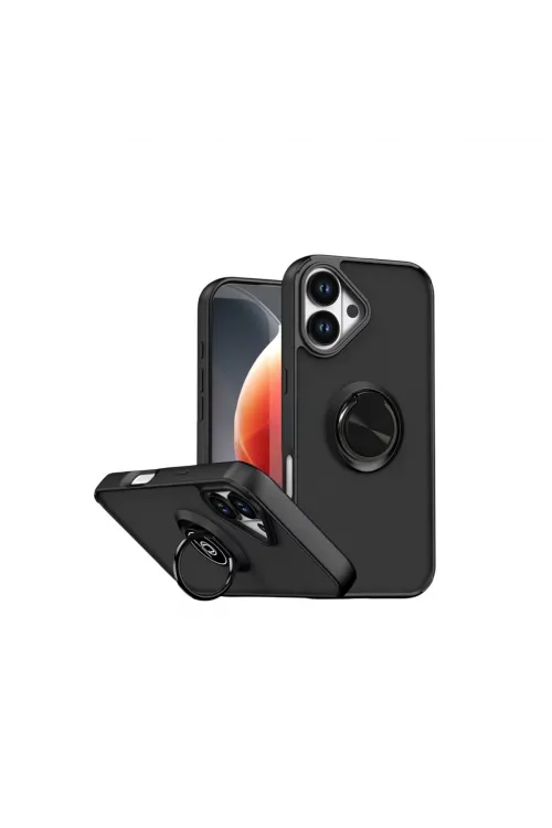 Apple İphone 17 Montreal Yüzüklü Silikon Kapak - Siyah