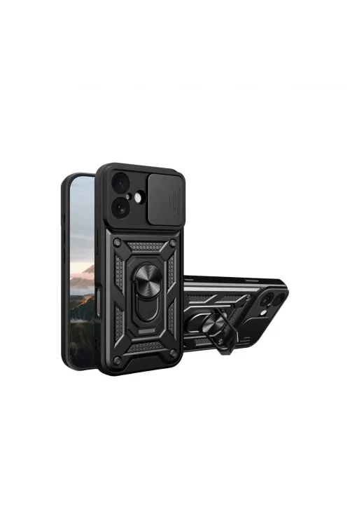 Apple İphone 17 Pars Lens Yüzüklü Silikon - Siyah