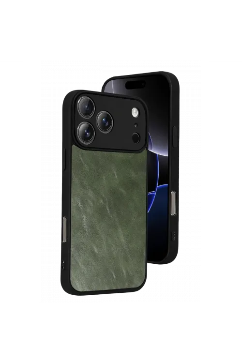 Apple İphone 17 Pro Aras Deri Kapak - Yeşil