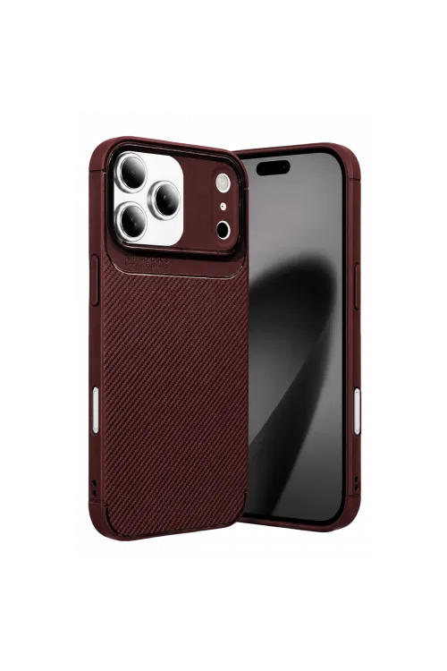 Apple iPhone 17 Pro Auto Focus Karbon Kapak - Bordo