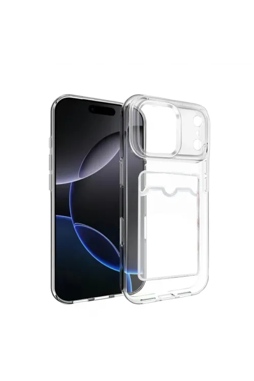 Apple İphone 17 Pro Kart Şeffaf Silikon - Şeffaf