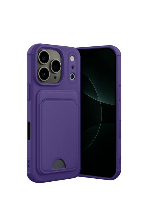 Apple İphone 17 Pro Kelvin Kartvizitli Silikon - Derin Mor