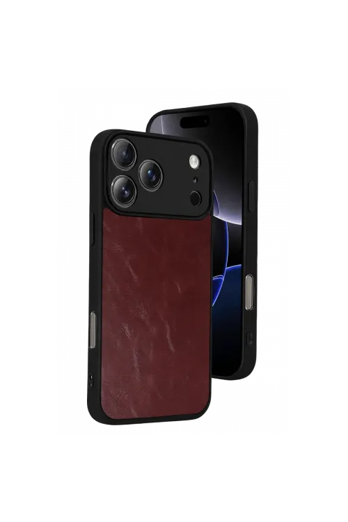 Apple İphone 17 Pro Max Aras Deri Kapak - Bordo