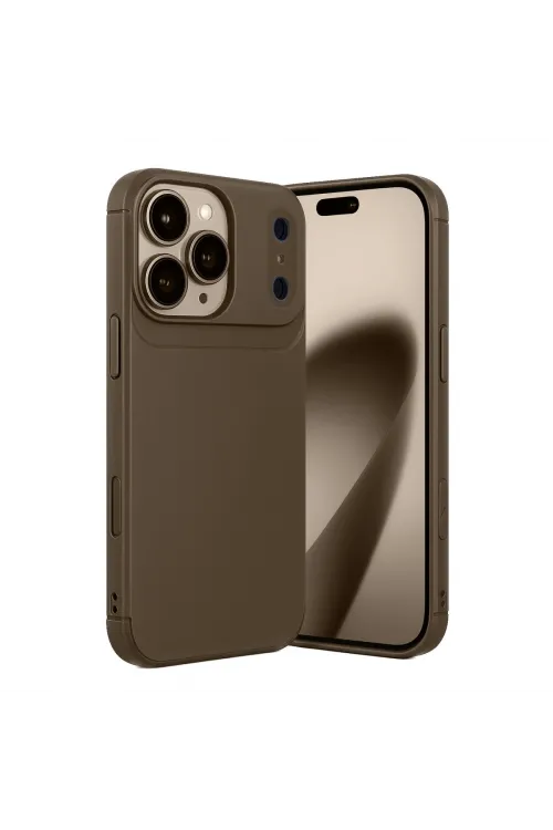 Apple İphone 17 Pro Max Auto Focus Karbon Kapak - Kahverengi