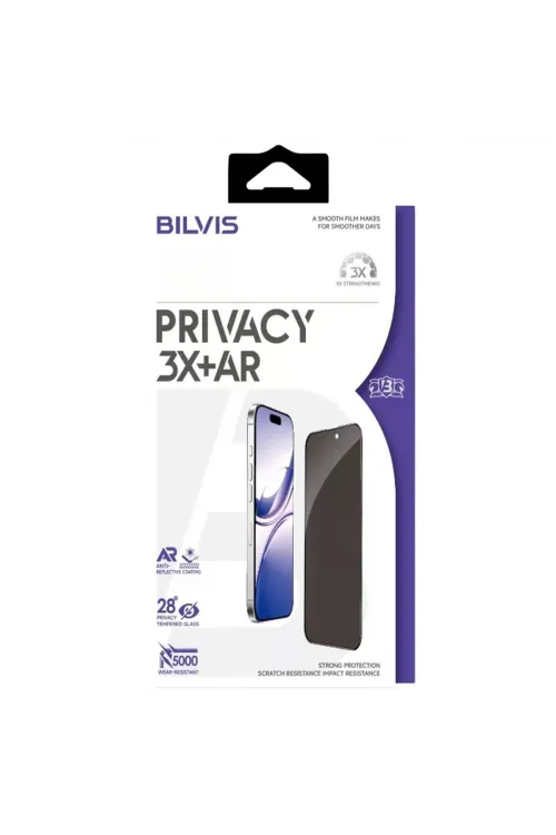 Apple İphone 17 Pro Max Bilvis 3x Ar Hayalet Cam Ekran Koruyucu - Siyah