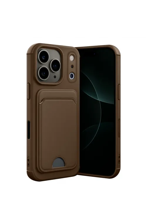 Apple İphone 17 Pro Max Kelvin Kartvizitli Silikon - Kahverengi
