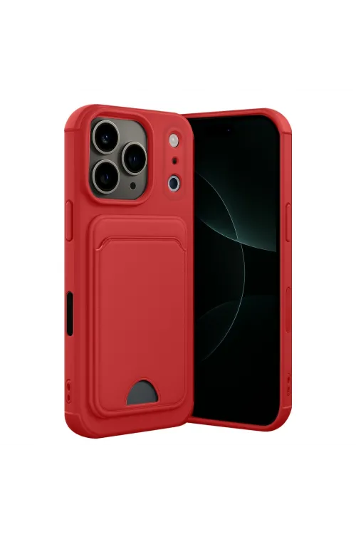 Apple İphone 17 Pro Max Kelvin Kartvizitli Silikon - Kırmızı