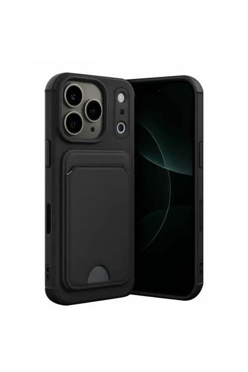 Apple iPhone 17 Pro Max Kelvin Kartvizitli Silikon - Siyah