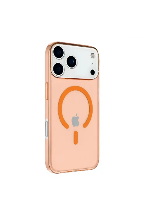 Apple İphone 17 Pro Max Kılıf Pc Real Magsafe Kapak - Turuncu