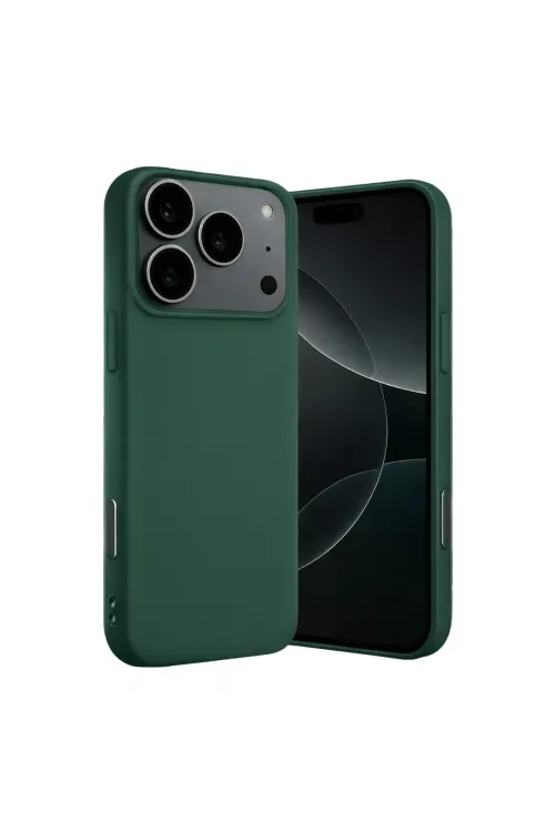 Apple İphone 17 Pro Max Nano İçi Kadife Silikon - Koyu Yeşil