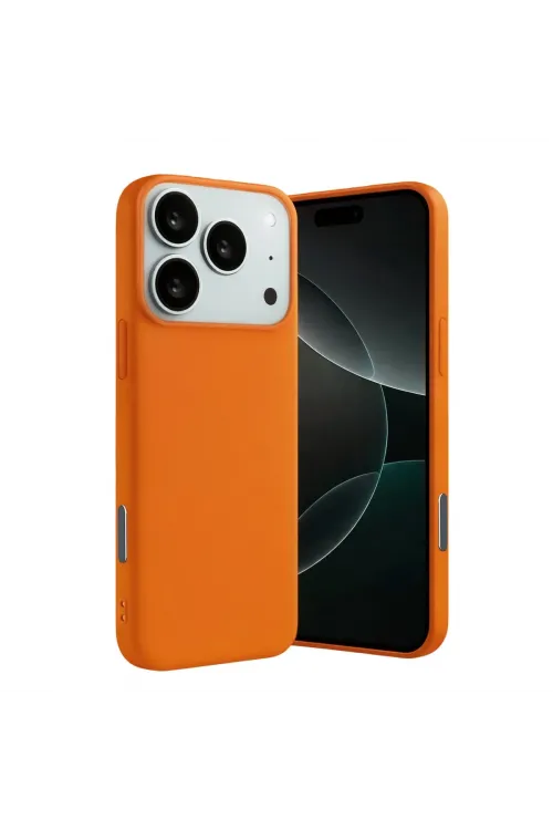 Apple İphone 17 Pro Nano İçi Kadife Silikon - Turuncu