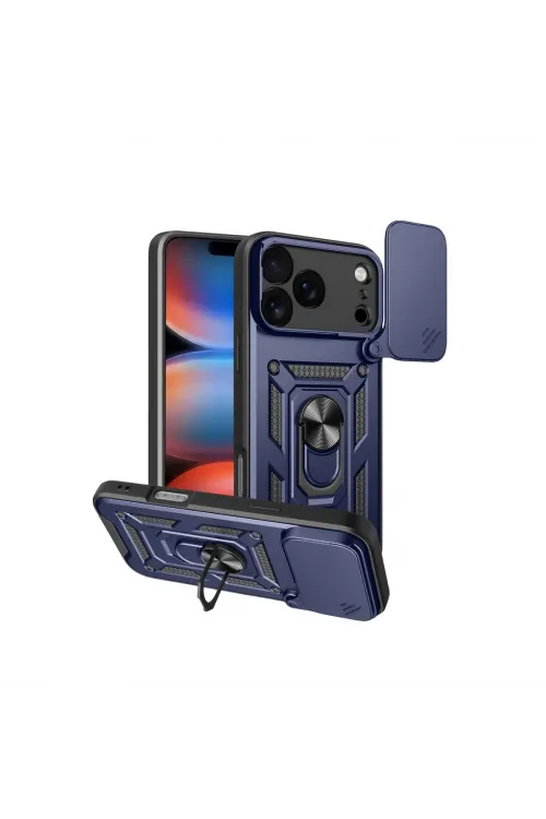 Apple İphone 17 Pro Pars Lens Yüzüklü Silikon - Lacivert