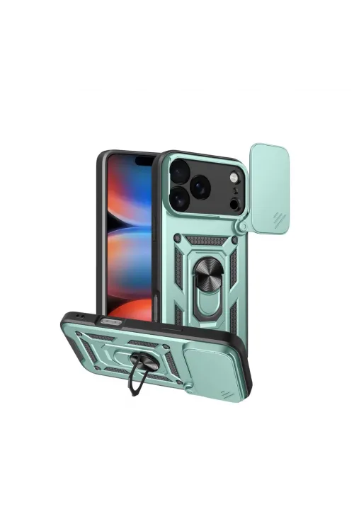 Apple İphone 17 Pro Pars Lens Yüzüklü Silikon - Yeşil