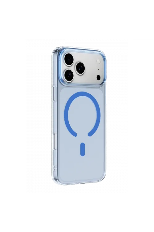 Apple iPhone 18 Pro Max Combo Sert Şeffaf Magsafe Kapak - Açık Mavi
