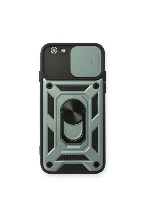 Apple İphone 6 Kılıf Pars Lens Yüzüklü Silikon - Yeşil