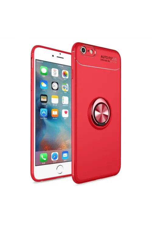 Apple İphone 6 Kılıf Range Yüzüklü Silikon - Kırmızı