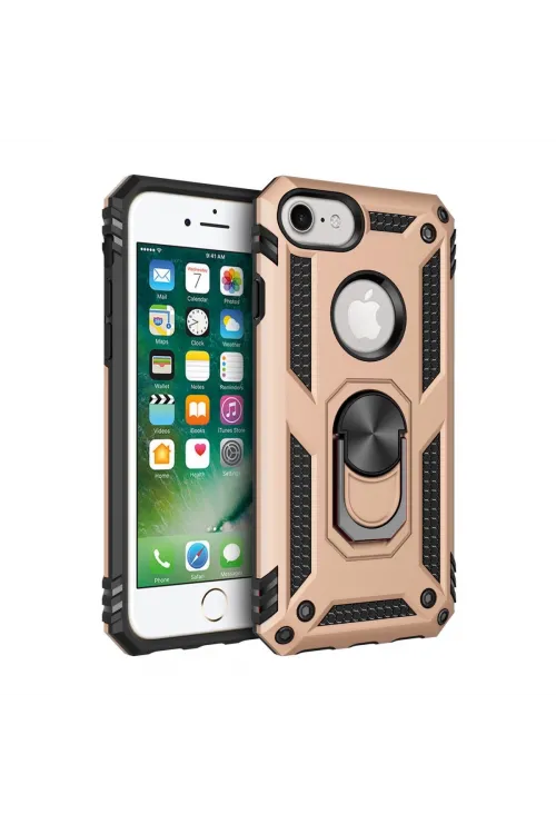 Apple İphone 7 Kılıf Sofya Yüzüklü Silikon Kapak - Gold