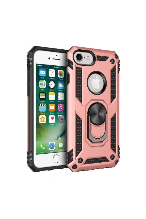 Apple İphone 7 Kılıf Sofya Yüzüklü Silikon Kapak - Rose