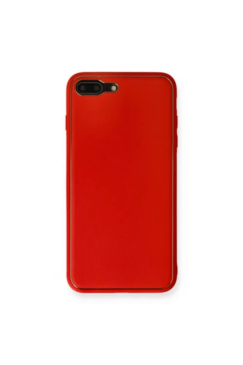 Apple İphone 7 Plus Kılıf Coco Deri Silikon Kapak - Kırmızı