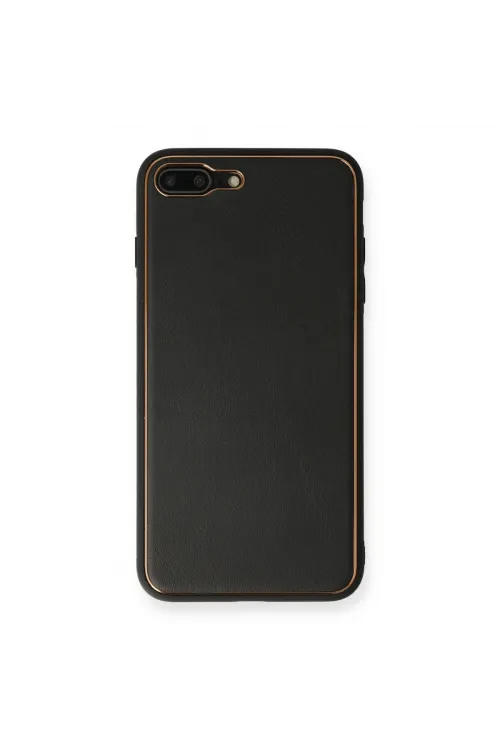 Apple İphone 7 Plus Kılıf Coco Deri Silikon Kapak - Siyah