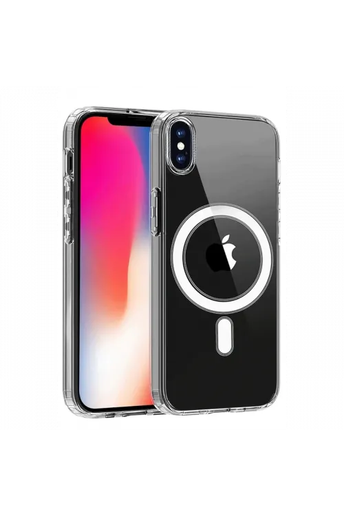 Apple iPhone X Kılıf Magneticsafe Şeffaf Silikon - Şeffaf
