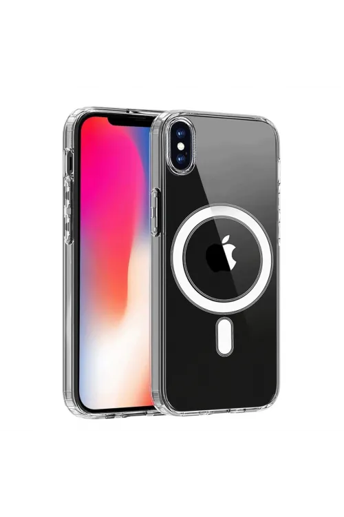 Apple İphone X Kılıf Magneticsafe Şeffaf Silikon - Şeffaf