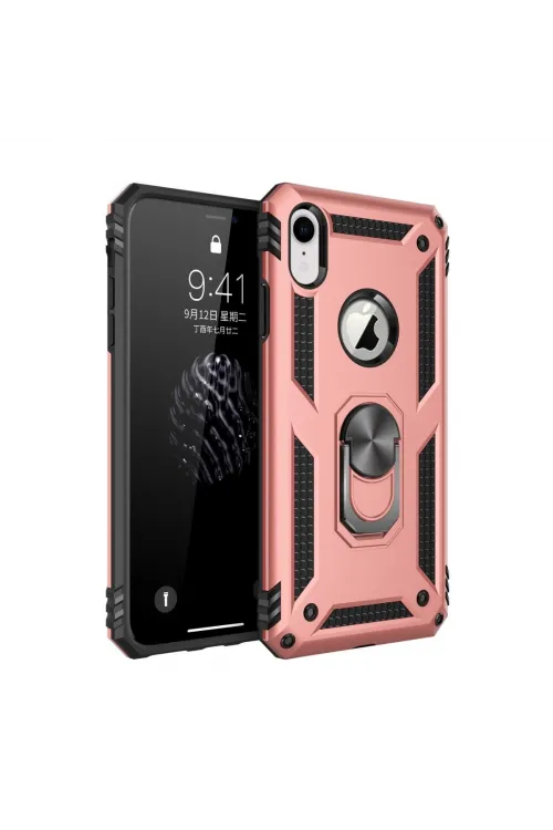 Apple İphone Xr Kılıf Sofya Yüzüklü Silikon Kapak - Rose