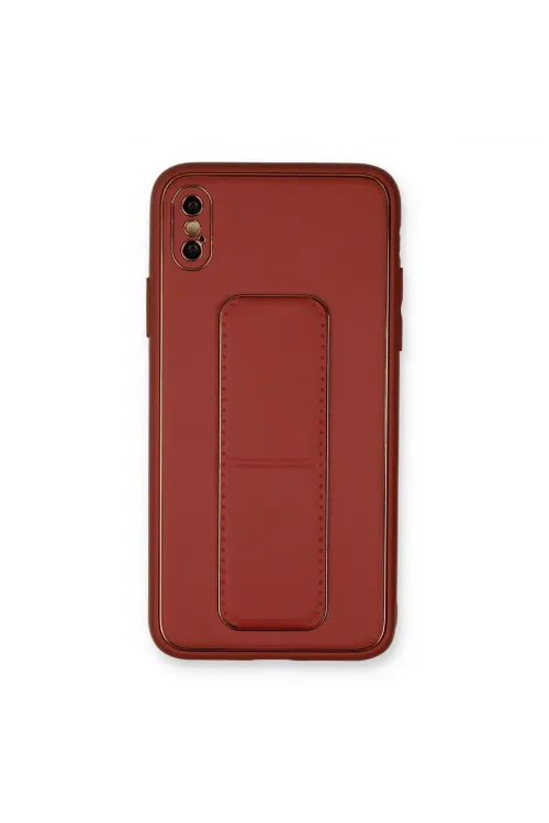 Apple İphone Xs Max Kılıf Coco Deri Standlı Kapak - Fuşya