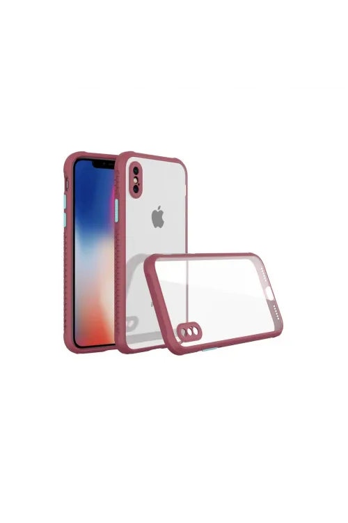 Apple İphone Xs Max Kılıf Miami Şeffaf Silikon - Fuşya