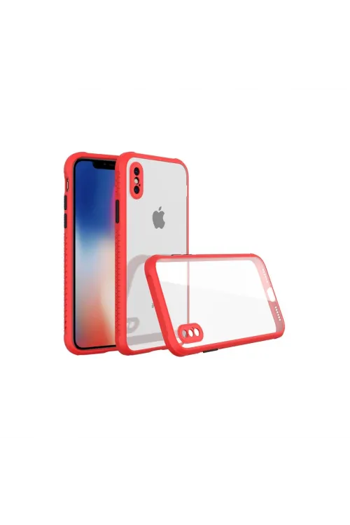 Apple İphone Xs Max Kılıf Miami Şeffaf Silikon - Kırmızı
