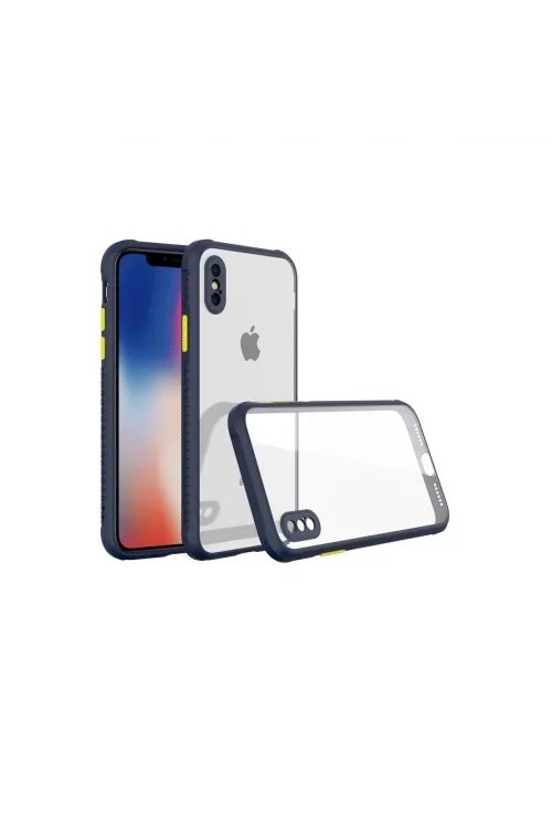 Apple İphone Xs Max Kılıf Miami Şeffaf Silikon - Lacivert
