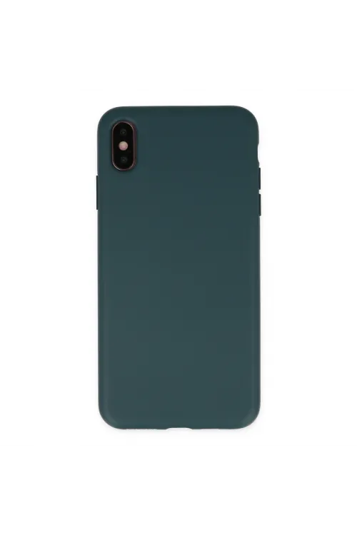 Apple İphone Xs Max Kılıf Nano İçi Kadife Silikon - Koyu Yeşil