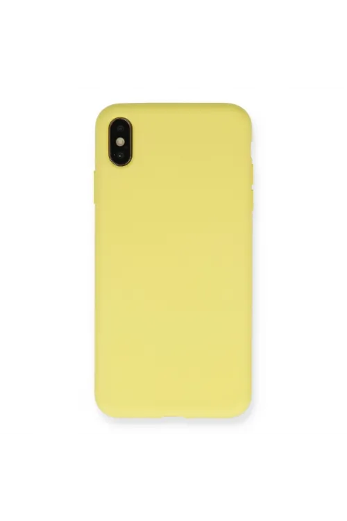 Apple İphone Xs Max Kılıf Nano İçi Kadife Silikon - Mat Sarı