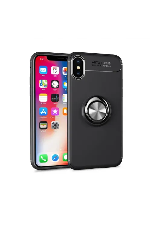Apple İphone Xs Max Kılıf Range Yüzüklü Silikon - Siyah