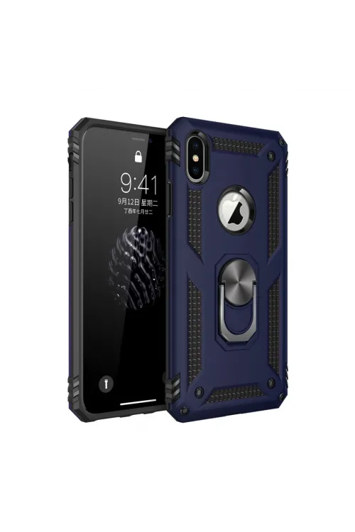 Apple İphone Xs Max Kılıf Sofya Yüzüklü Silikon Kapak - Lacivert