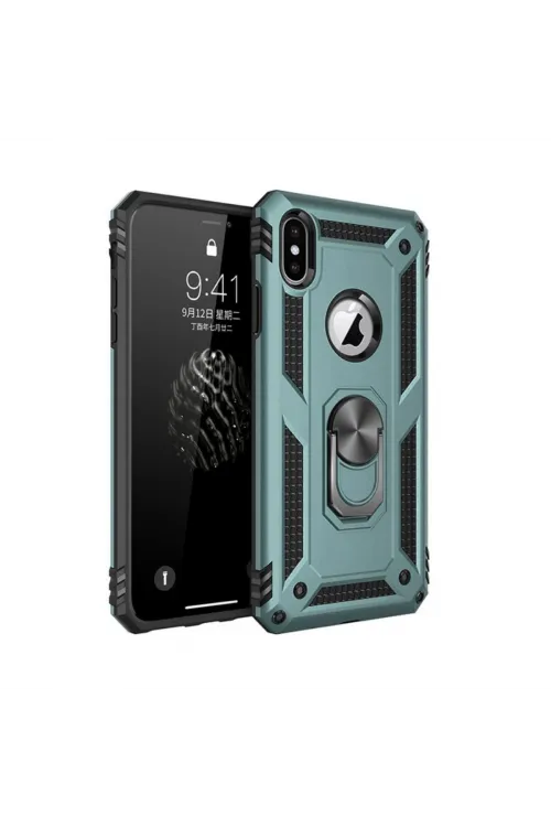 Apple İphone Xs Max Kılıf Sofya Yüzüklü Silikon Kapak - Yeşil