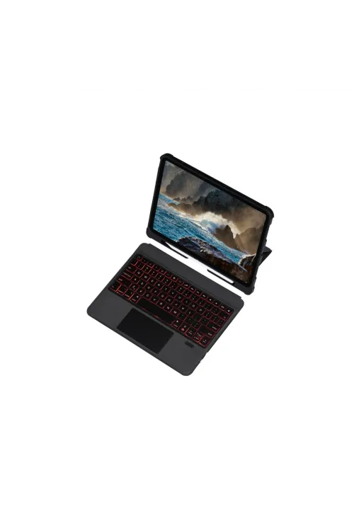 Apple T5209d İpad Pro 12.9 (2021) Kılıf İnter Ledli Klavyeli Tablet Kılıfı - Siyah