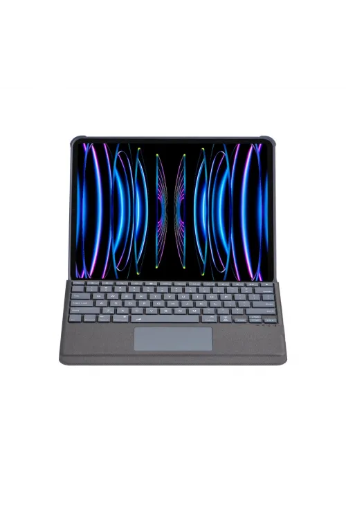 Apple T5509d İpad Pro 12.9 (2022) Kılıf Palermo Ledli Klavyeli Standlı Tablet Kılıfı - Siyah