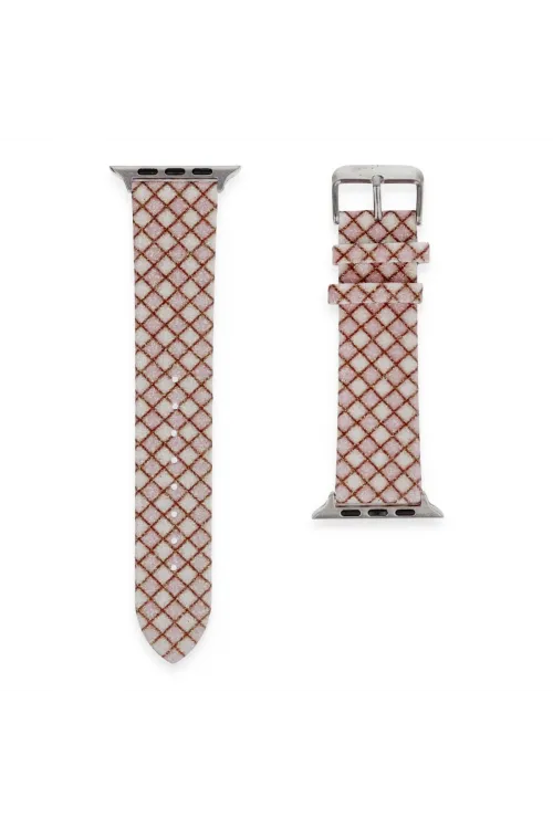 Apple Watch 38mm Karo Motif Kordon - Pembe