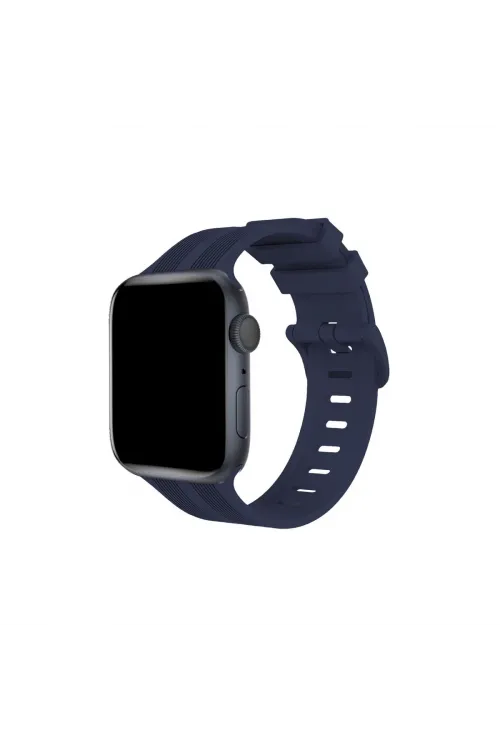 Apple Watch 38mm Kr408 Çizgili Silikon Kordon (saat Değildir) - Lacivert